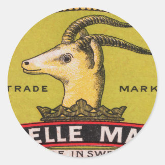Antique Gazelle Swedish Matchbox-etikett Runt Klistermärke