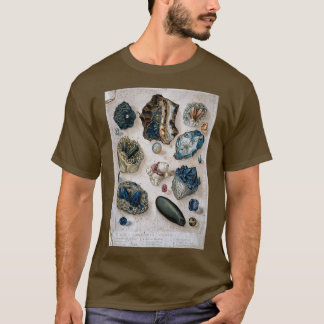 Antique Geological Scientific Crystals Gemstones L T Shirt