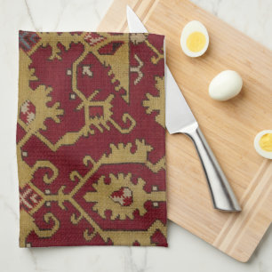 Antique Geometric Oriental Persian Red Mönster Kökshandduk