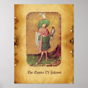 Antique German Court Tarots /Squire of Falcons Poster