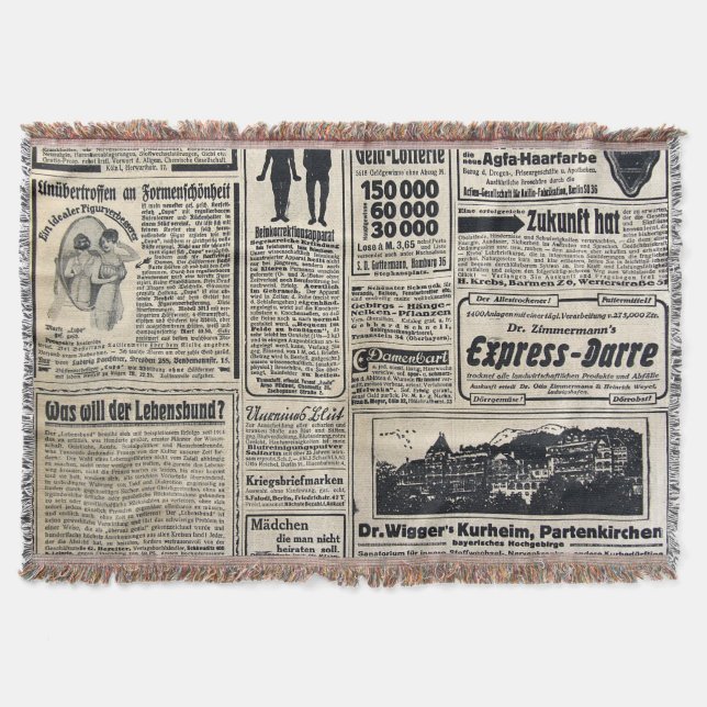 Antique German Newspaper Annons 1917 Filt (Framsidan)