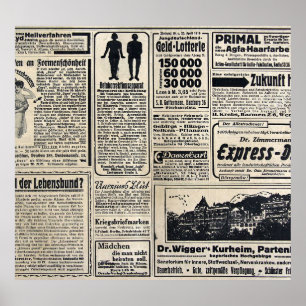 Antique German Newspaper Annons 1917 Poster