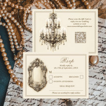 Antique Gilded Age Ivory Timeless QR Code Wedding