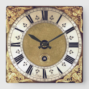 Antique Gilded look Roman Numbers Clock Fyrkantig Klocka