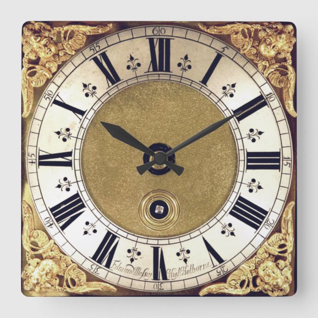 Antique Gilded look Roman Numbers Clock Fyrkantig Klocka (Framsida)