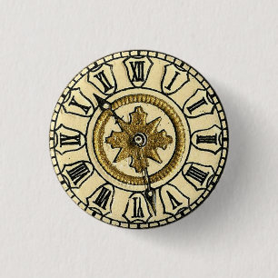 Antique Gilt Clock Ansikte Steampunk Knapp