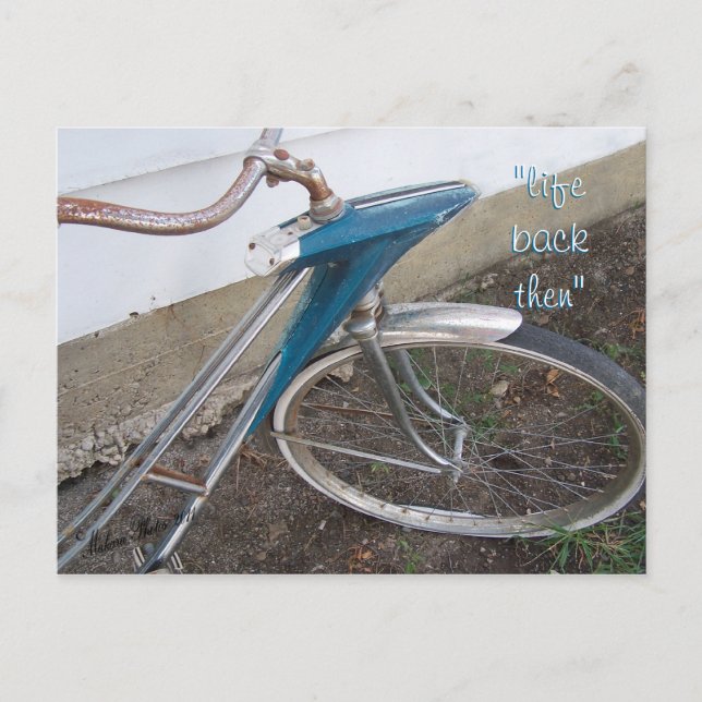Antique Girl's Bicycle vycard- anpassa Vykort (Framsida)