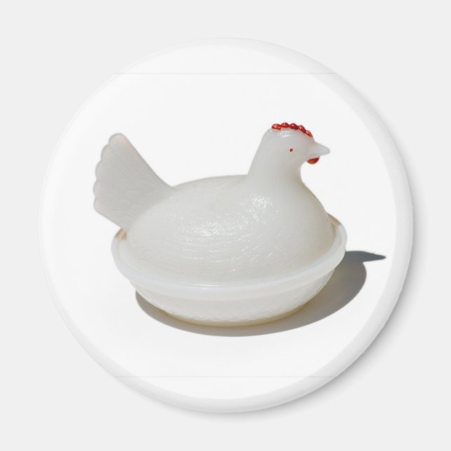 Antique Glass Chicken Magnet (Framsidan)