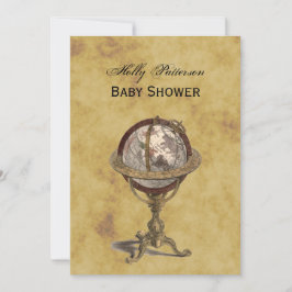 Antique Globe, Distress BG V Baby Shower Inbjudningar