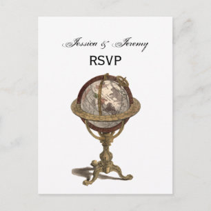 Antique Globe, White BG OSA Inbjudan Vykort
