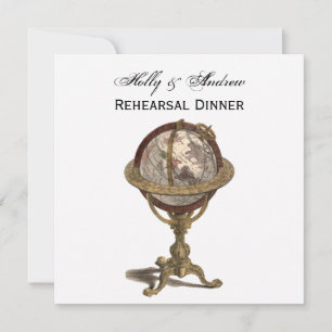 Antique Globe White BG SQ Rehearsal Din Inbjudningar