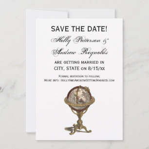 Antique Globe, White BG V Save Date Inbjudningar