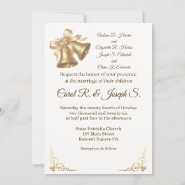 Antique Gold Bells Wedding Invitation Inbjudningar
