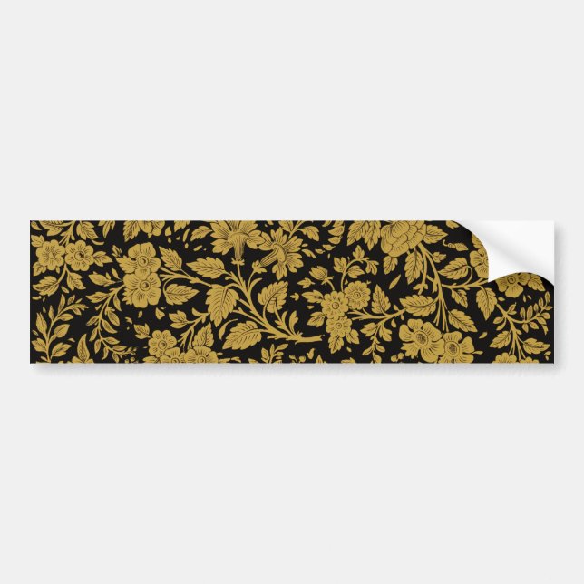 Antique Gold Floral Indian Lac-work Black Pattern Bildekal (Framsidan)
