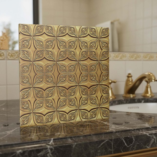 Antique Gold Petal Motif Geometric #9 ID1227 Kakelplatta (Skapare uppladdad)