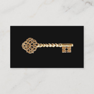 Antique Golden Guld Steampunk Skeleton Nyckel Visitkort