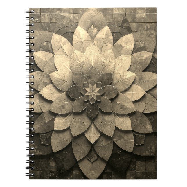 Antique Golden Mandala Art Texturerad blomma Anteckningsbok (Framsidan)