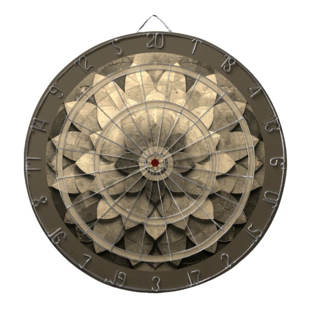 Antique Golden Mandala Art Texturerad blomma Darttavla (Framsidan)