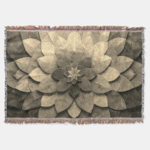 Antique Golden Mandala Art Texturerad blomma Filt