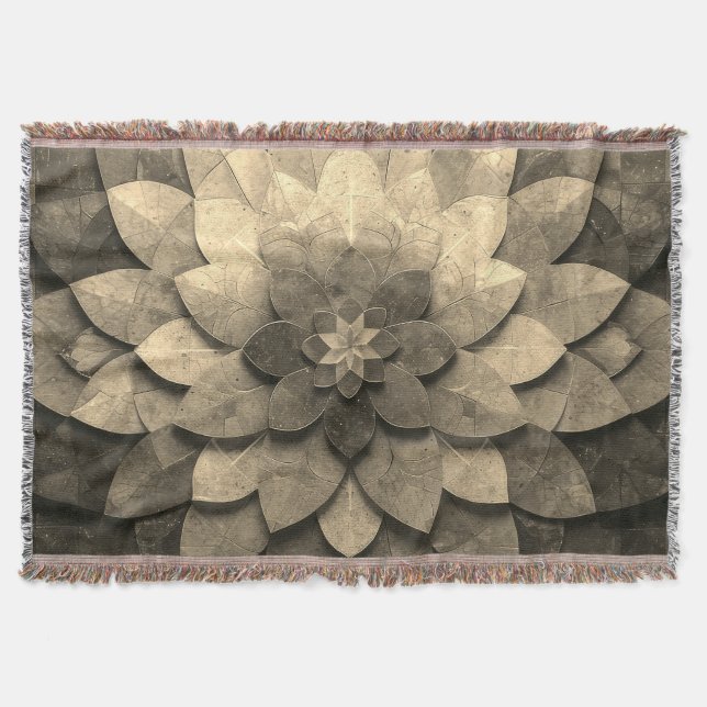 Antique Golden Mandala Art Texturerad blomma Filt (Framsidan)