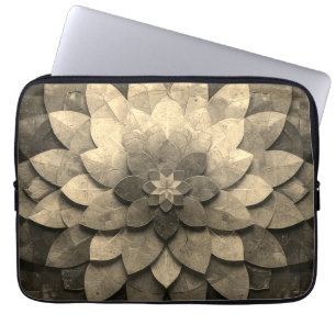 Antique Golden Mandala Art Texturerad blomma Laptop Fodral