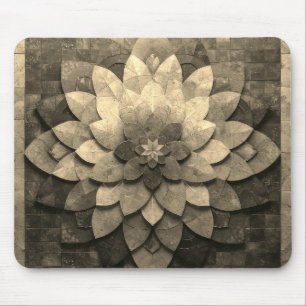 Antique Golden Mandala Art Texturerad blomma Musmatta