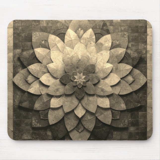Antique Golden Mandala Art Texturerad blomma Musmatta (Framsidan)