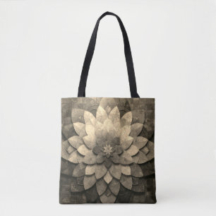 Antique Golden Mandala Art Texturerad blomma Tygkasse
