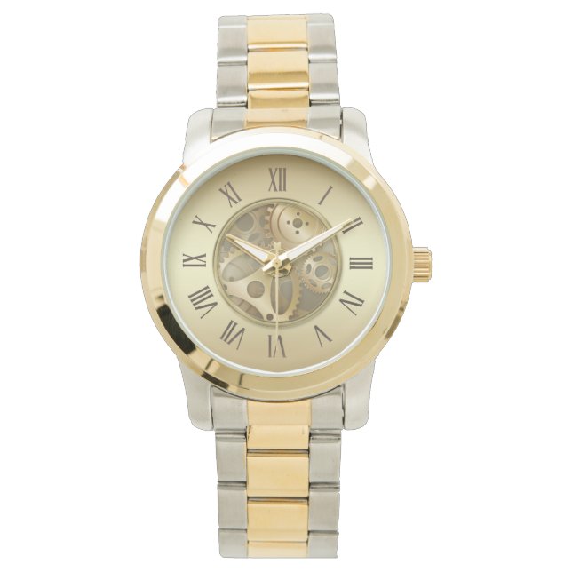 Antique Golden Roman Numerals Watch Armbandsur (Framsida)