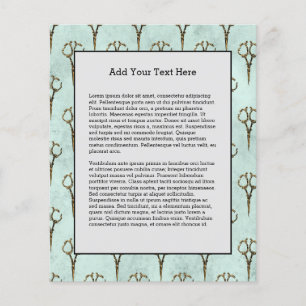 Antique Golden Scissor Vintage Hairdresser Haircut Flygblad