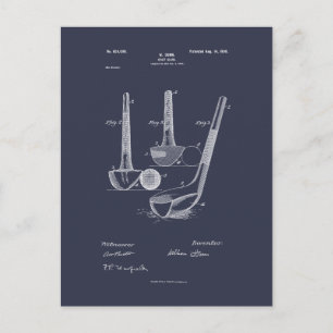 Antique Golf Klubb 1900, Patent Teckning Vykort
