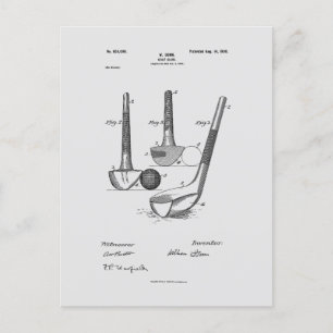 Antique Golf Klubb 1900, Patent Teckning Vykort
