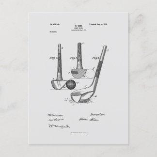 Antique Golf Klubb 1900, Patent Teckning Vykort