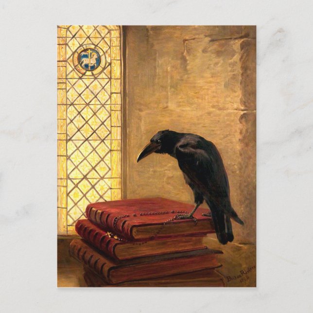 Antique Gothic Raven på det antika medeltida Bokar Vykort (Framsida)