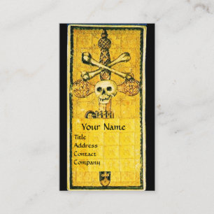 ANTIQUE GOTHIC TAROTS,ACE OF SWORDS Black Gult Visitkort