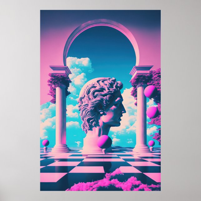 Antique Grandeur: Vaporwave Exploration of Beauty Poster (Framsidan)