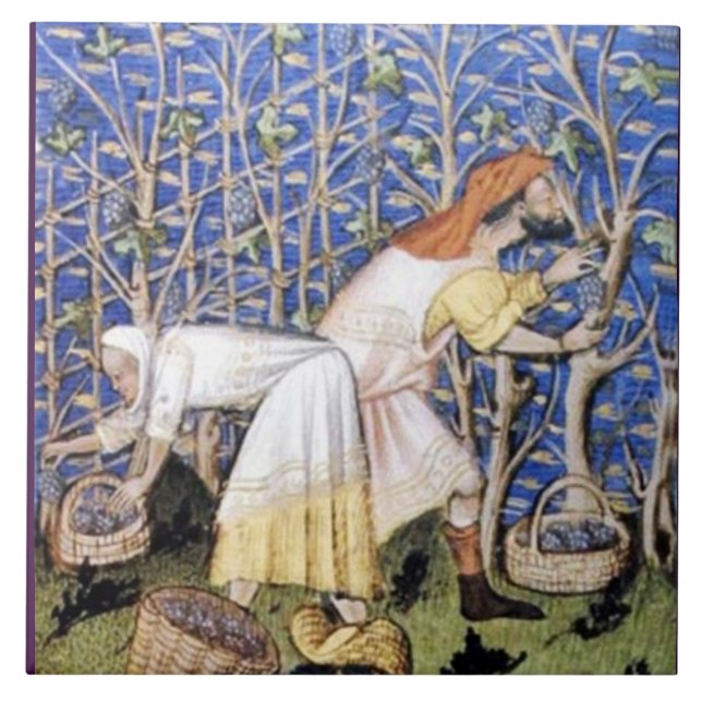 ANTIQUE GRAPE VINEYARD HARVEST KAKELPLATTA (Framsidan)