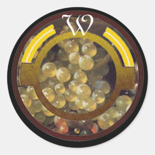 ANTIQUE GRAPE VINEYARD HARVEST MONOGRAM RUNT KLISTERMÄRKE