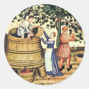ANTIQUE GRAPE VINEYARD HARVEST RUNT KLISTERMÄRKE