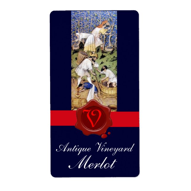 ANTIQUE GRAPE VINEYARD HARVEST VAX SEAL MONOGRAM FRAKTSEDEL (Framsidan)