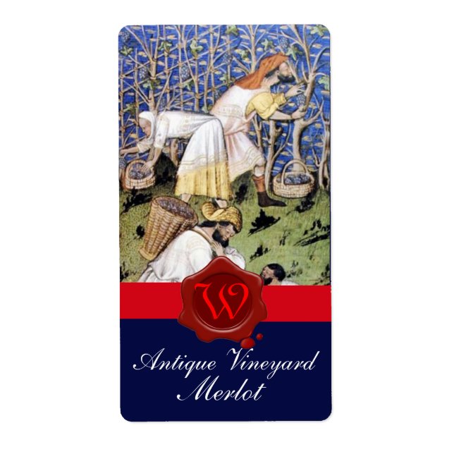 ANTIQUE GRAPE VINEYARD HARVEST VAX SEAL MONOGRAM FRAKTSEDEL (Framsidan)