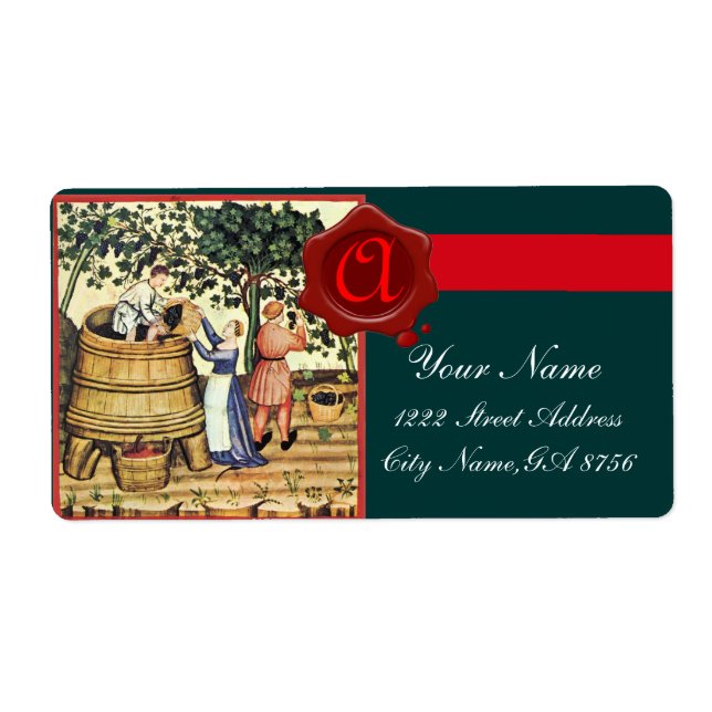 ANTIQUE GRAPE VINEYARD HARVEST VAX SEAL MONOGRAM FRAKTSEDEL (Framsidan)