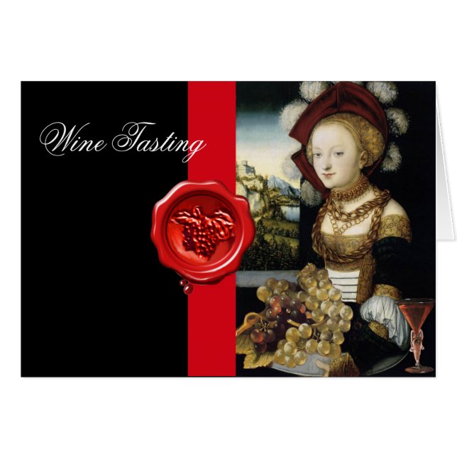 ANTIQUE GRAPE VINEYARD VIN TASTING RED VAX SEAL HÄLSNINGSKORT (Framsidan Horizontal)