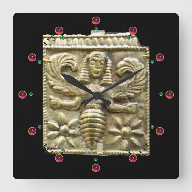 ANTIQUE GREEK HONEY BEE GODDESS FYRKANTIG KLOCKA (Framsida)