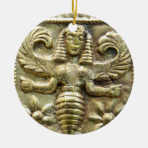 ANTIQUE GREEK HONEY BEE GODDESS JULGRANSPRYDNAD KERAMIK