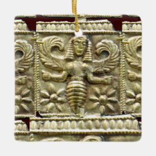 ANTIQUE GREEK HONEY BEE GODDESS JULGRANSPRYDNAD KERAMIK