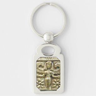 ANTIQUE GREEK HONEY BEE GODDESS REKTANGULÄRT SILVERFÄRGAD NYCKELRING