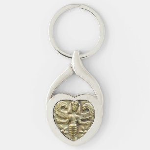 ANTIQUE GREEK HONEY BEE GODDESS TWISTED HEART SILVERFÄRGAD NYCKELRING