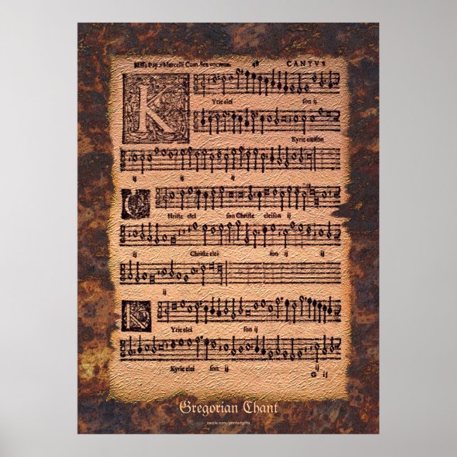 Antique Gregorian Chant Lakan Music Art Poster (Framsidan)