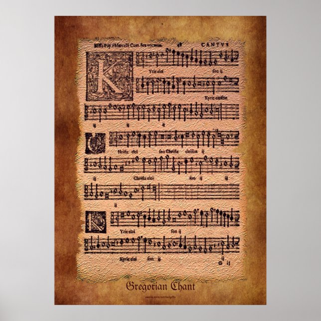 Antique Gregorian Chant Lakan Music Art Poster (Framsidan)